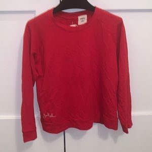 Monrow + Soul size Medium Red sweatshirt with white criss cross tied back detail